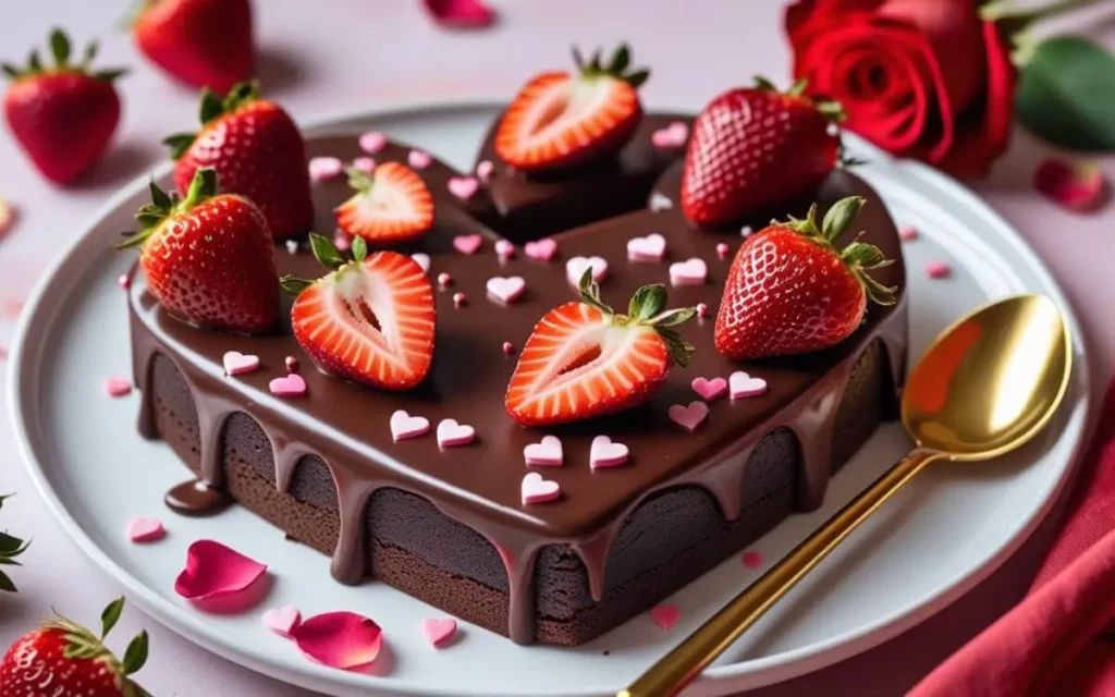 Brownie-de-coracao-com-ganache-e-morango-Doces-para-Vender-no-Dia-dos-Namorados
